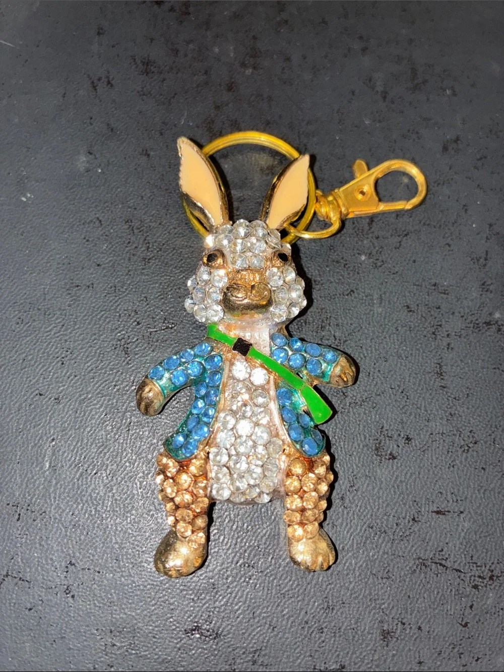 Gold Bunny Crystal Keychain
